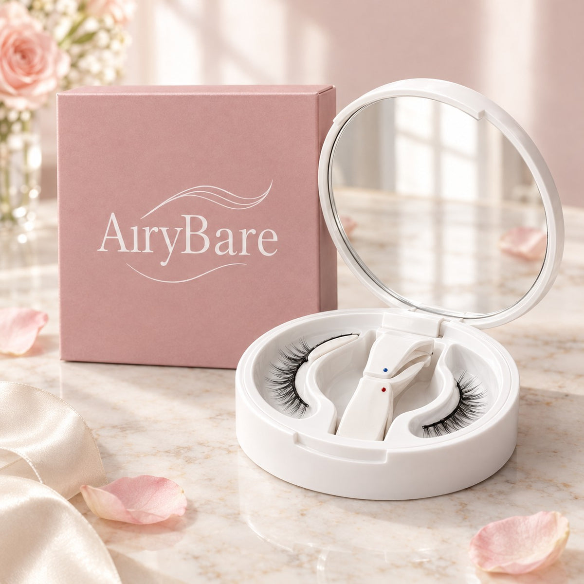 Cils magnétiques SoftFit+ : boîte AiryBare et boîtier avec miroir