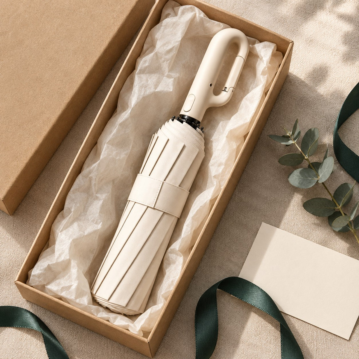 Parapluie automatique beige, idée cadeau
